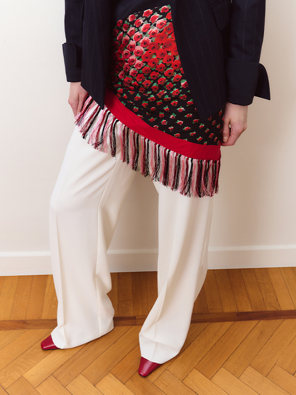 Foulard stampato con frange